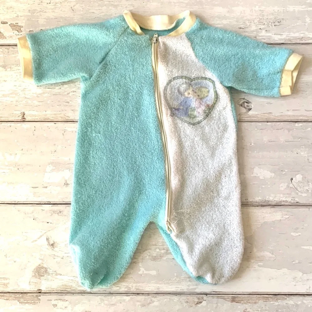 Vintage 1978 Precious Moments Baby Sleeper Footie Pajamas One Piece Newborn 0-3m
